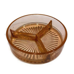 Pink Depression Glass Condiment Dish Three Compartments